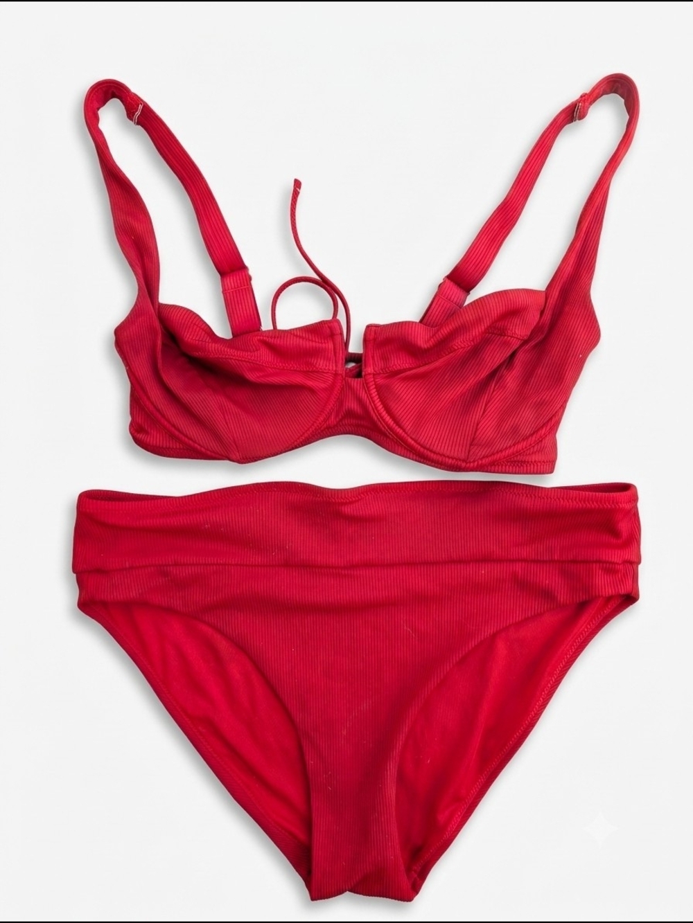 Victoria's Secret Bright Red Ribbed Bikini Set
